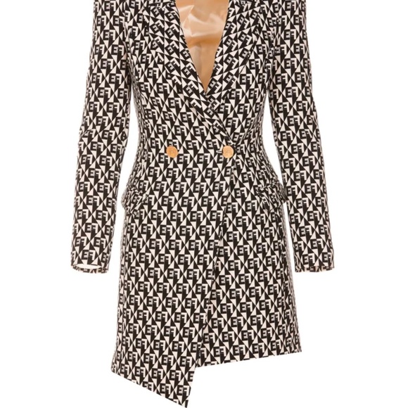 Elisabetta Franchi Diamond Printed Mini Coat Dress - Picture 1 of 4